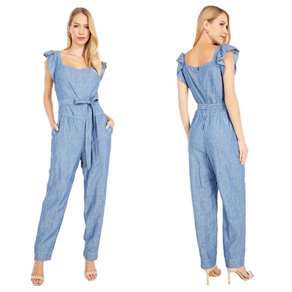 La Vie Rebecca Taylor Sleeveless Indigo‎ Jumpsuit Sz S
